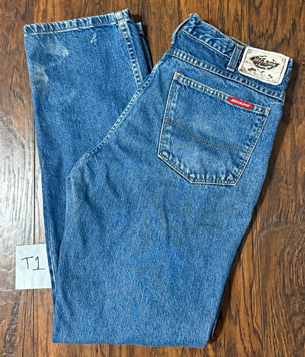Vintage Dickies Jeans Mens 34x34 Blue Denim Relaxed Straight Leg Carpenter 90s